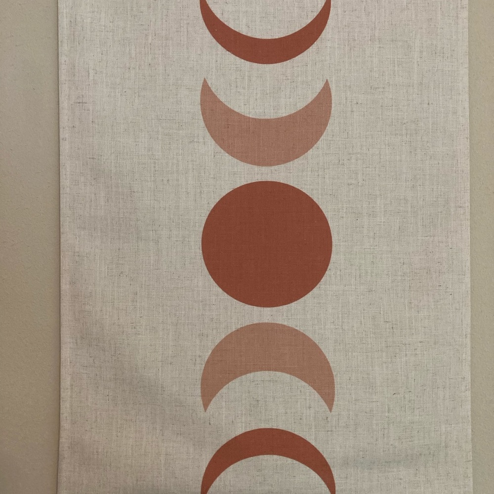 Boho Tapestry Coral Pink Lunar Moon Phase31 Lx20"W - Picture 4 of 5
